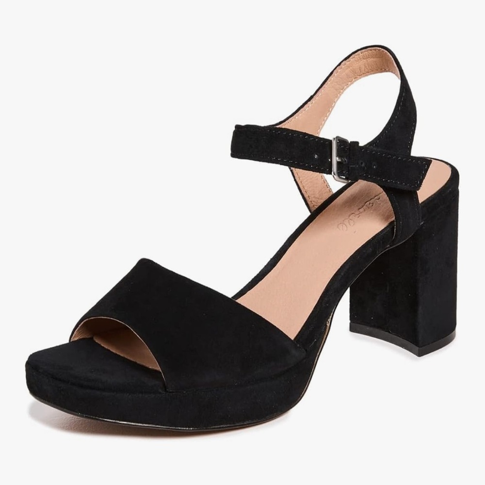 Madewell Black Suede Block Heel Sandals